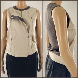 J Brand Renee Leather & Silk Vest XS